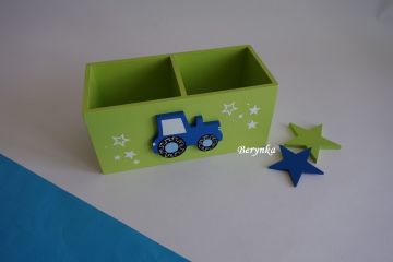 Dřevěné dekorace - v modro-zelené s hvězdičkami