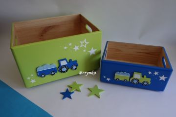 Dřevěné dekorace - v modro-zelené s hvězdičkami