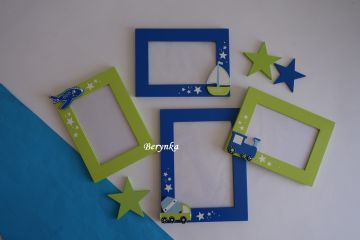 Dřevěné dekorace - v modro-zelené s hvězdičkami