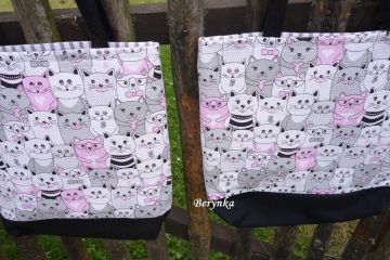 Nákupní látková taška s kočičkami