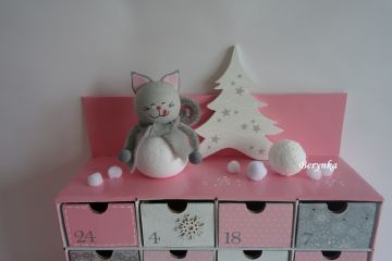 Adventní kalendář *růžový* s kočičkou - různá provedení