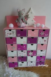 Adventní kalendář *růžový* s kočičkou - různá provedení