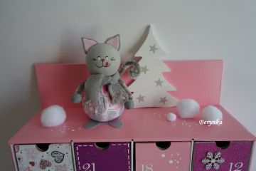 Adventní kalendář *růžový* s kočičkou - různá provedení