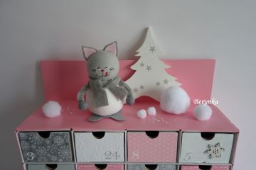 Adventní kalendář *růžový* s kočičkou - různá provedení