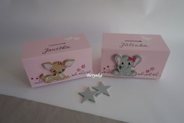 Dřevěná pokladnička se sloníkem