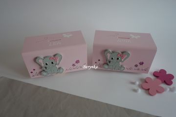 Dřevěná pokladnička se sloníkem