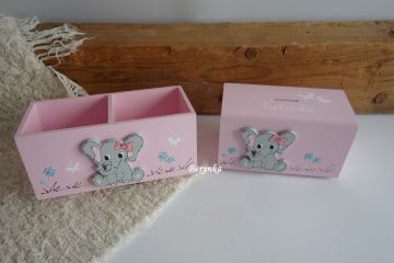 Dřevěná pokladnička se sloníkem