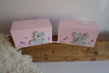 Dřevěná pokladnička se sloníkem