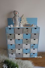 Adventní kalendář modrý se sněhulákem - různá provedení