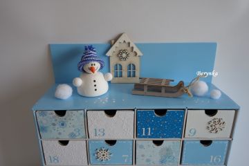 Adventní kalendář modrý se sněhulákem - různá provedení