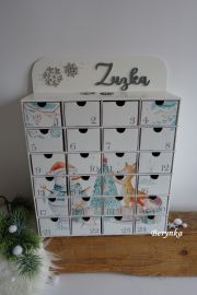 Adventní kalendář s vyřezaným jménem a lesními zvířátky *3 motivy*