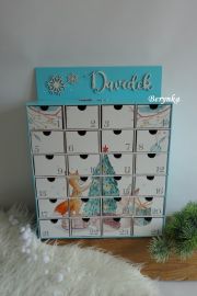 Adventní kalendář s vyřezaným jménem a lesními zvířátky *3 motivy*