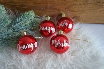 Vánoční baňky s textem na přání - červené