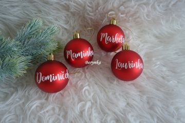 Vánoční baňky s textem na přání - červené