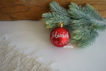 Vánoční baňky s textem na přání - červené