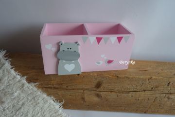 Dřevěný stojánek na tužky s hrochem