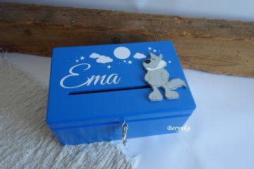 Pokladnička - bedýnka s vlkem