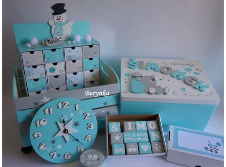 Tyrkysovo-šedé s hvězdičkami