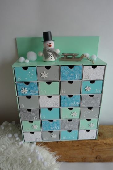 Adventní kalendář *mátovo-tyrkysový* - se sněhulákem - různá provedení