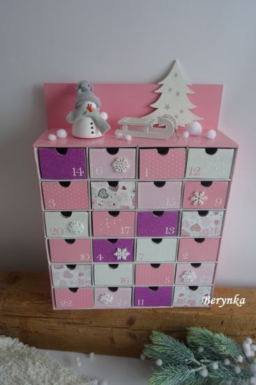 Adventní kalendář mátovo-šedý s medvídkem