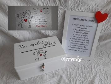Svatební bedýnka s postavičkami - podle oznámení