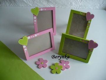 Dřevěné dekorace - růžovo-zelené