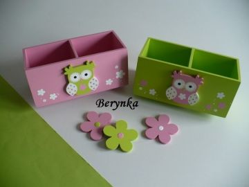 Dřevěné dekorace - růžovo-zelené