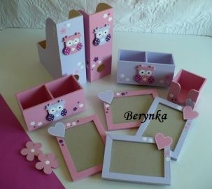 Dřevěné dekorace - růžovo-zelené