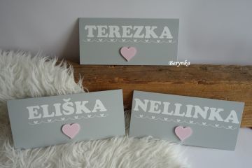 Cedulka se jménem - se srdíčkem