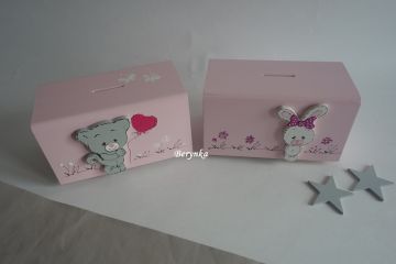 Dřevěná pokladnička - kasička pro děti