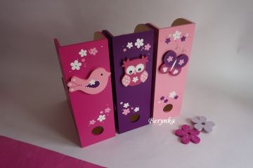 Dřevěné šanony s ptáčkem