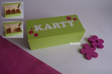 Dřevěné dekorace - zeleno-růžovo-malinové