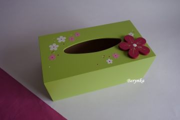 Dřevěné dekorace - zeleno-růžovo-malinové