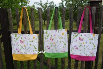 Nákupní látková taška s kytičkami