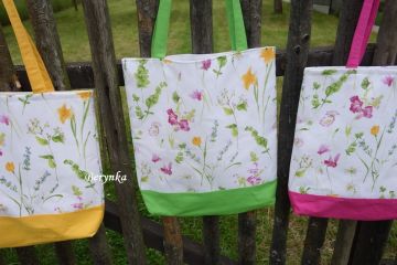 Nákupní látková taška s kytičkami