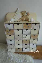 Adventní kalendář *krémový* s medvídkem - různá provedení