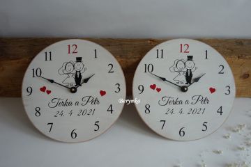 Svatební hodiny - s postavičkami podle oznámení