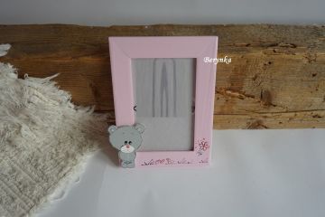 Dřevěný fotorámeček s méďou