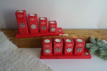 Adventní svícen stupňovitý s vločkami - různé barvy