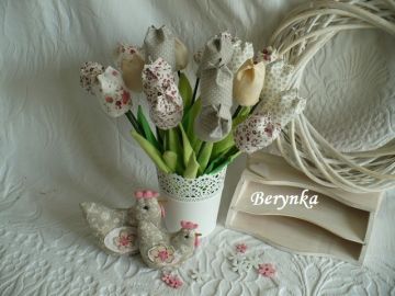 Látkové tulipány - krémové odstíny