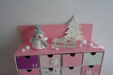 Adventní kalendář mátovo-šedý s medvídkem