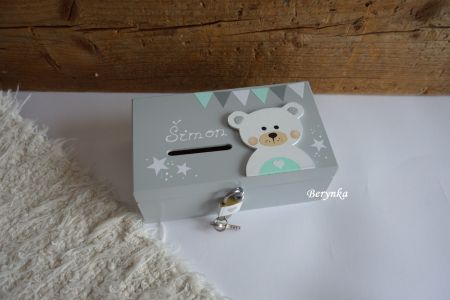 Pokladnička s medvídkem v nordic stylu