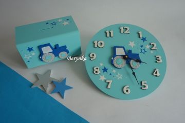 Hodiny s traktorem - kulaté/čtvercové