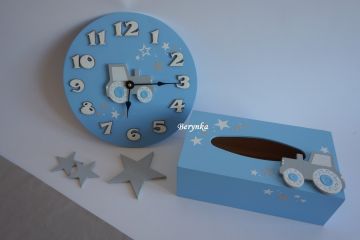 Hodiny s traktorem - kulaté/čtvercové