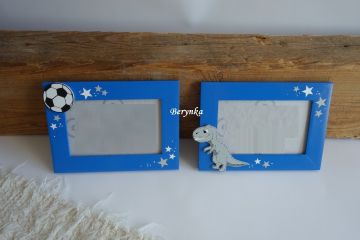 Dřevěný fotorámeček s fotbalovým míčem