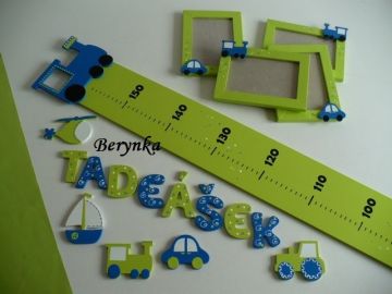 Dřevěné dekorace - modrá a zelená