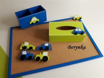 Dřevěné dekorace - modrá a zelená