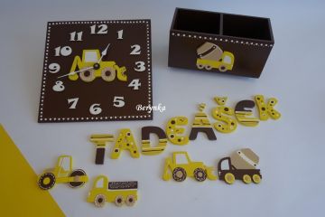 Dřevěné dekorace - hnědo-žlutá