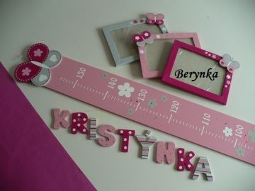 Dřevěné dekorace - malinová s šedou