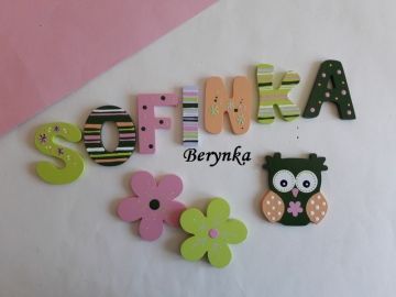 Dřevěné dekorace - zelené s meruňkovou